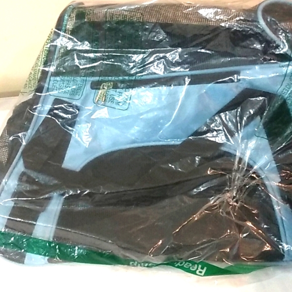 SMALL PET TRAVEL CARRIER BLUE & BLACK MESH VENTILATED PORTABLE STORAGE TOTE NWT - Picture 5 of 6